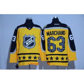 Men's Atlantic Division Boston Bruins #63 Brad Marchand Reebok Yellow 2017 NHL All-Star Stitched Ice Hockey Jersey