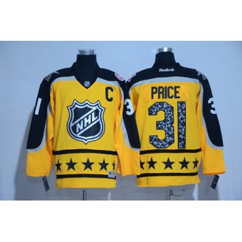 Men's Atlantic Division Montreal Canadiens #31 Carey Price Reebok Yellow 2017 NHL All-Star Stitched Ice Hockey Jersey