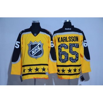 Men's Atlantic Division Ottawa Senators #65 Erik Karlsson Reebok Yellow 2017 NHL All-Star Stitched Ice Hockey Jersey