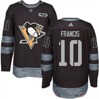 Men's Pittsburgh Penguins #10 Ron Francis Black 100th Anniversary Stitched NHL 2017 adidas Hockey Jersey