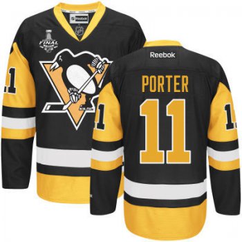Men's Pittsburgh Penguins #11 Kevin Porter Black Third 2017 Stanley Cup NHL Finals Patch Jersey