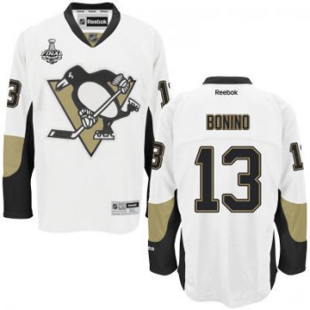 Men's Pittsburgh Penguins #13 Nick Bonino White Road 2017 Stanley Cup NHL Finals Patch Jersey