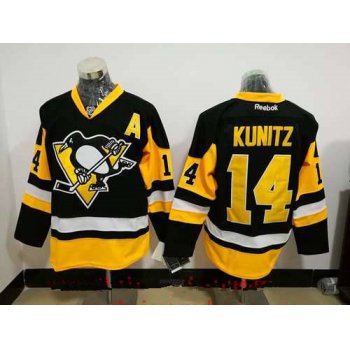 Men's Pittsburgh Penguins #14 Chris Kunitz Black Third A Patch Stitched NHL Reebok Hockey Jersey
