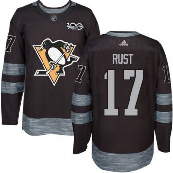 Men's Pittsburgh Penguins #17 Bryan Rust Black 100th Anniversary Stitched NHL 2017 adidas Hockey Jersey
