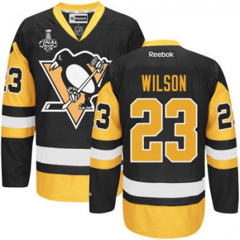 Men's Pittsburgh Penguins #23 Scott Wilson Black Third 2017 Stanley Cup NHL Finals Patch Jersey