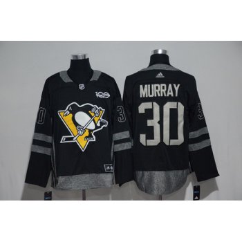 Men's Pittsburgh Penguins #30 Matt Murray Black 100th Anniversary Stitched NHL 2017 adidas Hockey Jersey