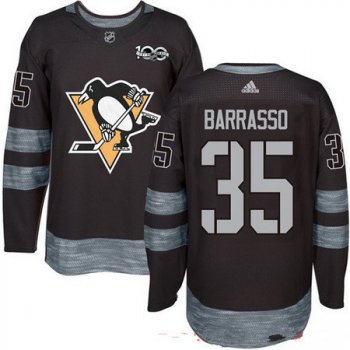 Men's Pittsburgh Penguins #35 Tom Barrasso Black 100th Anniversary Stitched NHL 2017 adidas Hockey Jersey