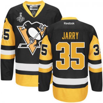 Men's Pittsburgh Penguins #35 Tristan Jarry Black Third 2017 Stanley Cup NHL Finals Patch Jersey