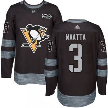 Men's Pittsburgh Penguins #3 Olli Maatta Black 100th Anniversary Stitched NHL 2017 adidas Hockey Jersey