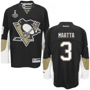 Men's Pittsburgh Penguins #3 Olli Maatta Black Team Color 2017 Stanley Cup NHL Finals Patch Jersey