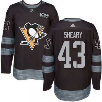 Men's Pittsburgh Penguins #43 Conor Sheary Black 100th Anniversary Stitched NHL 2017 adidas Hockey Jersey
