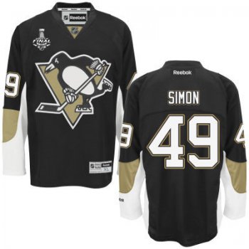 Men's Pittsburgh Penguins #49 Dominik Simon Black Team Color 2017 Stanley Cup NHL Finals Patch Jersey