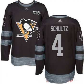 Men's Pittsburgh Penguins #4 Justin Schultz Black 100th Anniversary Stitched NHL 2017 adidas Hockey Jersey