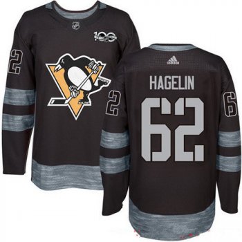 Men's Pittsburgh Penguins #62 Carl Hagelin Black 100th Anniversary Stitched NHL 2017 adidas Hockey Jersey