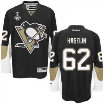 Men's Pittsburgh Penguins #62 Carl Hagelin Black Team Color 2017 Stanley Cup NHL Finals Patch Jersey