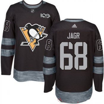 Men's Pittsburgh Penguins #68 Jaromir Jagr Black 100th Anniversary Stitched NHL 2017 adidas Hockey Jersey