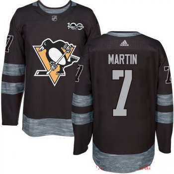 Men's Pittsburgh Penguins #7 Paul Martin Black 100th Anniversary Stitched NHL 2017 adidas Hockey Jersey