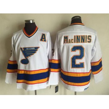 Men's St. Louis Blues #2 Al MacInnis 1998-99 White CCM Vintage Throwback Jersey
