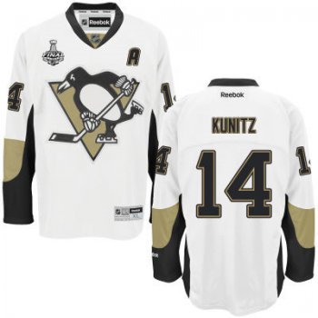 Youth Pittsburgh Penguins #14 Chris Kunitz White Away 2017 Stanley Cup NHL Finals A Patch Jersey