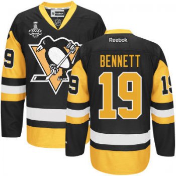 Youth Pittsburgh Penguins #19 Beau Bennett Black With Gold 2017 Stanley Cup NHL Finals Patch Jersey