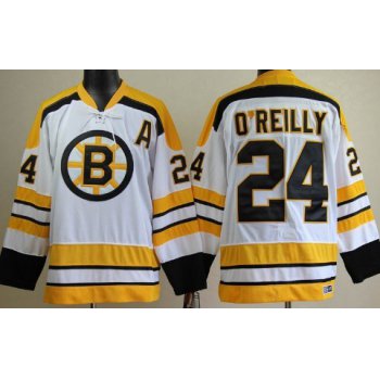 Boston Bruins #24 Terry O'Reilly White Throwback CCM Jersey