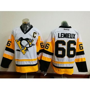 Men's Pittsburgh Penguins #66 Mario Lemieux White 2016-17 Home Stitched NHL Throwback Hockey Jersey