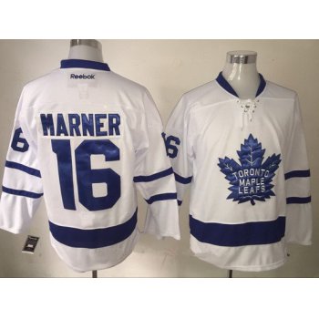 Men's Toronto Maple Leafs #16 Mitchell Marner White 2016-17 Away 100TH Anniversary Stitched Reebok Hockey Jersey