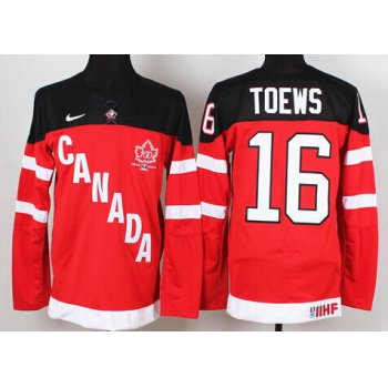 2014/15 Team Canada #16 Jonathan Toews Red 100TH Jersey