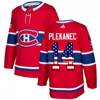Adidas Canadiens #14 Tomas Plekanec Red Home Authentic USA Flag Stitched NHL Jersey