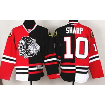 Chicago Blackhawks #10 Patrick Sharp Red/Black Two Tone With Black Skulls Jersey
