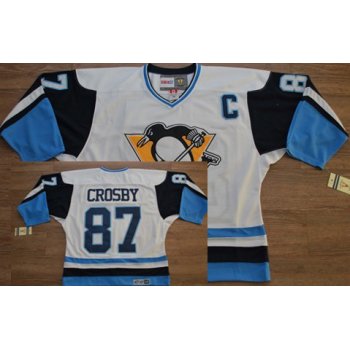 Pittsburgh Penguins #87 Sidney Crosby 1972 White With Light Blue Throwback CCM Jersey