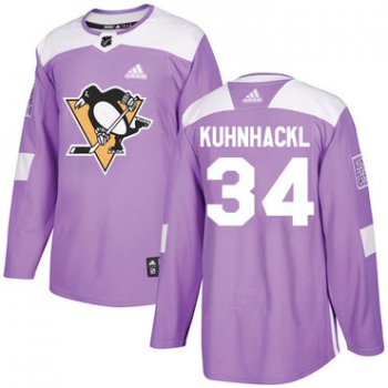Adidas Penguins #34 Tom Kuhnhackl Purple Authentic Fights Cancer Stitched NHL Jersey
