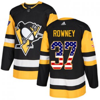 Adidas Penguins #37 Carter Rowney Black Home Authentic USA Flag Stitched NHL Jersey