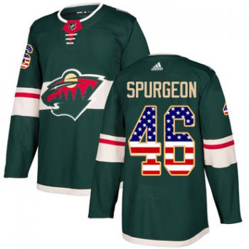 Adidas Wild #46 Jared Spurgeon Green Home Authentic USA Flag Stitched NHL Jersey