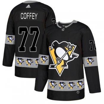 Men's Pittsburgh Penguins #77 Paul Coffey Black Team Logos Fashion Adidas Jersey