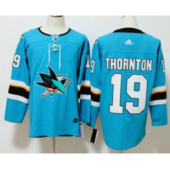 Men's San Jose Sharks #19 Joe Thornton Teal Blue 2017-2018 Hockey Stitched NHL Jersey