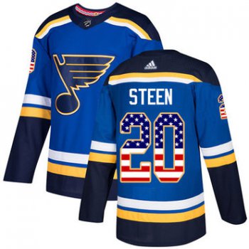Adidas Blues #20 Alexander Steen Blue Home Authentic USA Flag Stitched NHL Jersey