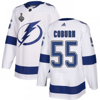 Adidas Lightning #55 Braydon Coburn White Road Authentic 2020 Stanley Cup Final Stitched NHL Jersey