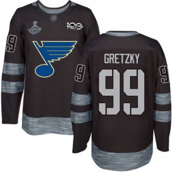 Blues #99 Wayne Gretzky Black 1917-2017 100th Anniversary Stanley Cup Champions Stitched Hockey Jersey