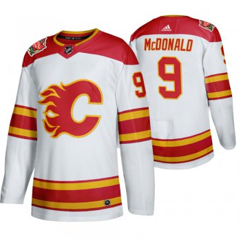 Men's Calgary Flames #9 Lanny McDonald 2019 Heritage Classic Authentic Retired White Jersey