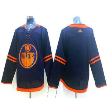 Men's Edmonton Oilers Blank Navy Blue 50th Anniversary Adidas Stitched NHL Jersey