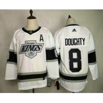 Men's Los Angeles Kings #8 Drew Doughty White With A Patch Adidas Stitched NHL Jersey