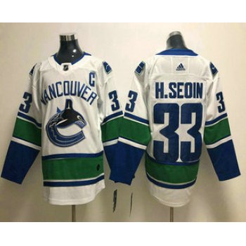 Men's Vancouver Canucks #33 Henrik Sedin White 2017-2018 Hockey Stitched NHL Jersey