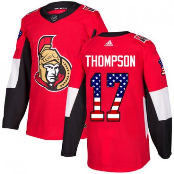 Adidas Senators #17 Nate Thompson Red Home Authentic USA Flag Stitched NHL Jersey