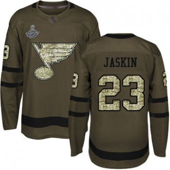 Blues #23 Dmitrij Jaskin Green Salute to Service Stanley Cup Champions Stitched Hockey Jersey