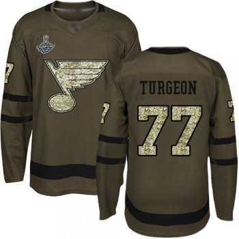 Blues #77 Pierre Turgeon Green Salute to Service Stanley Cup Champions Stitched Hockey Jersey