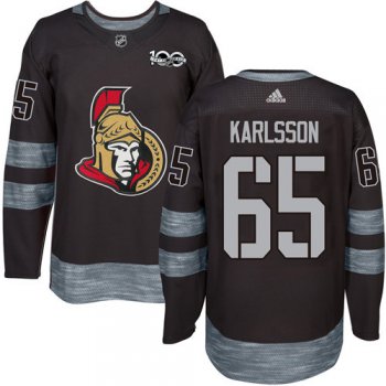 Men's Ottawa Senators #65 Erik Karlsson Black 1917-2017 100th Anniversary Stitched NHL Jersey