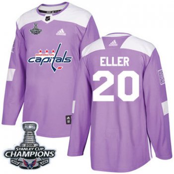 Adidas Washington Capitals #20 Lars Eller Purple Authentic Fights Cancer Stanley Cup Final Champions Stitched NHL Jersey