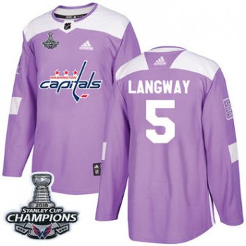 Adidas Washington Capitals #5 Rod Langway Purple Authentic Fights Cancer Stanley Cup Final Champions Stitched NHL Jersey