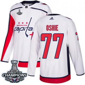 Adidas Washington Capitals #77 T.J. Oshie White Road Authentic Stanley Cup Final Champions Stitched NHL Jersey
